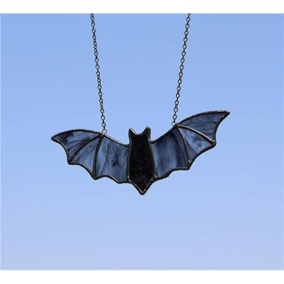 Bat Stained Glass Window Hanging Suncatcher for Window,Halloween Bat Decoration - Picture 3 of 7
